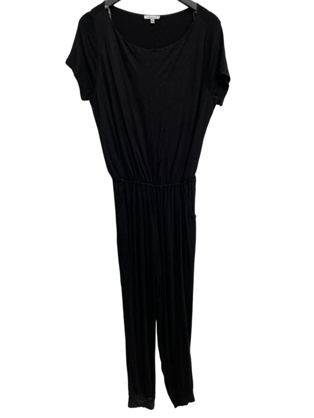 White Birch Jogger Jumpsuit Large Short Sleeve One Piece Black Casual Minimalist